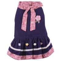 Hundekleid Bl�mchen dunkelblau
