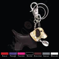 DOG leather keyring metallic colours