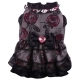 Hundekleid Rosen schwarz-pink