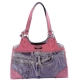 Jeanstasche mit Leder pink Nieten Sice 41x23x26cm