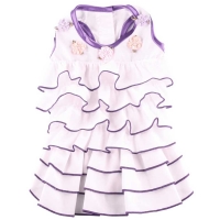 Robe blanche et violette  volants