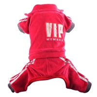 Jogging chien en velours ras VIP rouge