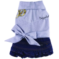 Doggydolly Hunde-Jeanskleid DD mit Bluse blau