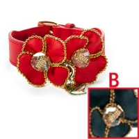 Leather collar CHARM moulded with flowers CM.30 black