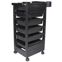Dray side table black with rolls 32x39x90