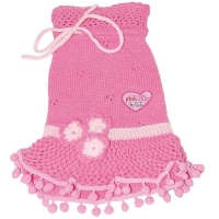 Robe en tricot canine Sweety Pink Lilly rose 25cm
