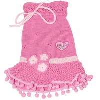 Robe en tricot canine Sweety Pink Lilly rose 30cm
