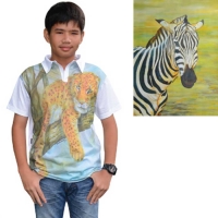 Herren Polo-Shirt wei Zebra