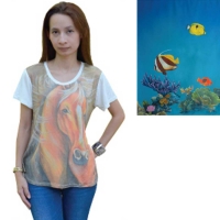 Damen-Shirt wei mit Fischen