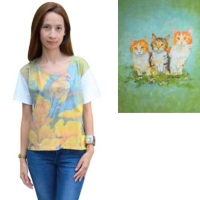 Damen-Shirt wei mit Katzen