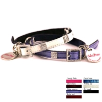 Dog leather collar Chequers 30x1,0cm lilac mauve