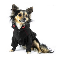 Dog jacket Fleece black, wind resistant size XS