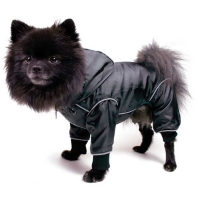 Dog rain overall black with reflectors, size S