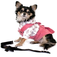 jupe bavette pour chien avec ceinture rose S