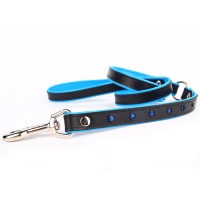 Leather leash reflector paw BLACK BLUE 110x2,5