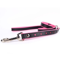 Leather leash reflector paw BLACK PINK 110x2,5