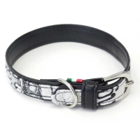 dog collar My English artifical leather with Jacquard 25x1,5