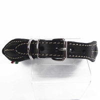 Dog Collar Cotton Deluxe leather black