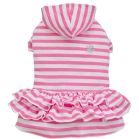 Hoody dog dress pink and white