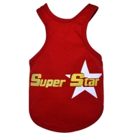 Hunde-Tanktop Super Star rot Mops, Bulldogge