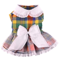 Doggydolly Hundekleid Karo mit Schleife grün