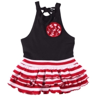 Doggydolly Hunde-Tanktopkleid schwarz-rot mit Rose