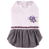 Doggydolly Hundekleid Blume weiß-grau gestreift