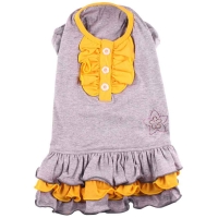 Doggydolly Hundekleid mit Rüschen grau-gelb