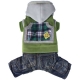 Winter dog suit jeans pant, green fleece