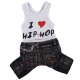 Doggydolly Hundekombi Tanktop I love Hip Hop weiß