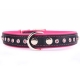 Lederhalsband Strass schwarz-pink 60x2,5