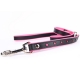 Leather leash reflector paw BLACK PINK 110x2,5