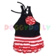 Doggydolly Hunde-Tanktopkleid schwarz-rot mit Rose